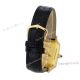 TWF Yellow Gold Cartier Santos-Dumont Gold Face Black Leather Strap Copy Watch For Men And Women (4)_th.jpg